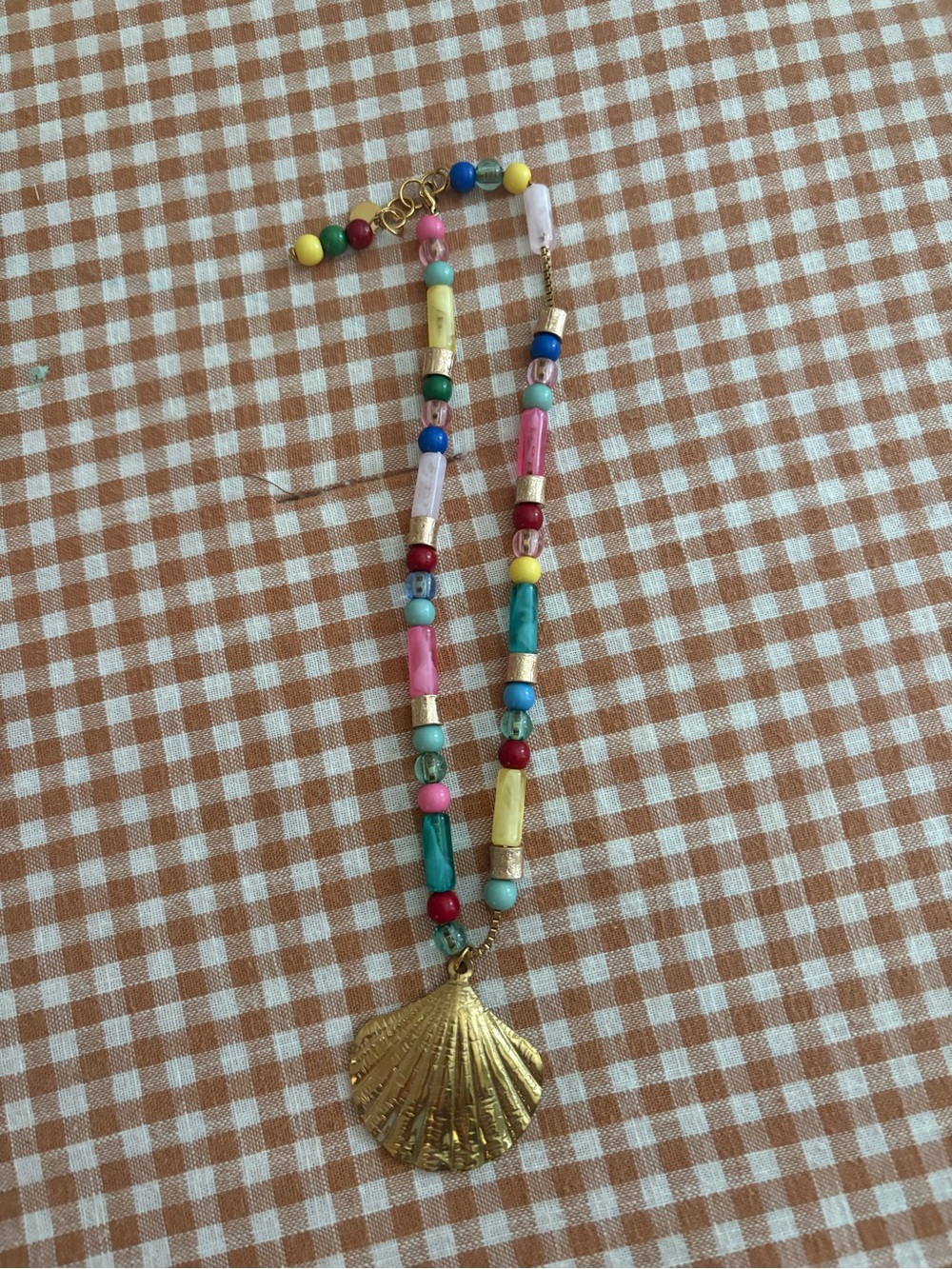 Beljoy Etta and east Gold Shell Pendant Beaded Necklace - Multicolor